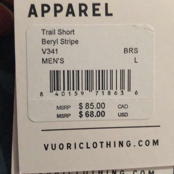 NWT 💥 LAST ONE - S | Vuori / Trail Short - Beryl Stripe - Picture 9 of 14